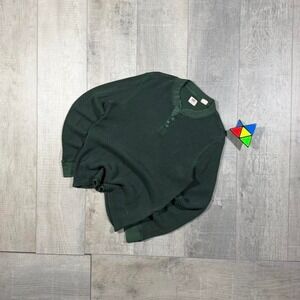 2000s emo grunge essential green Levi's long sleeve Henley thermal shirt